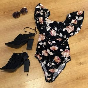 Velour/Velvet Floral Bodysuit